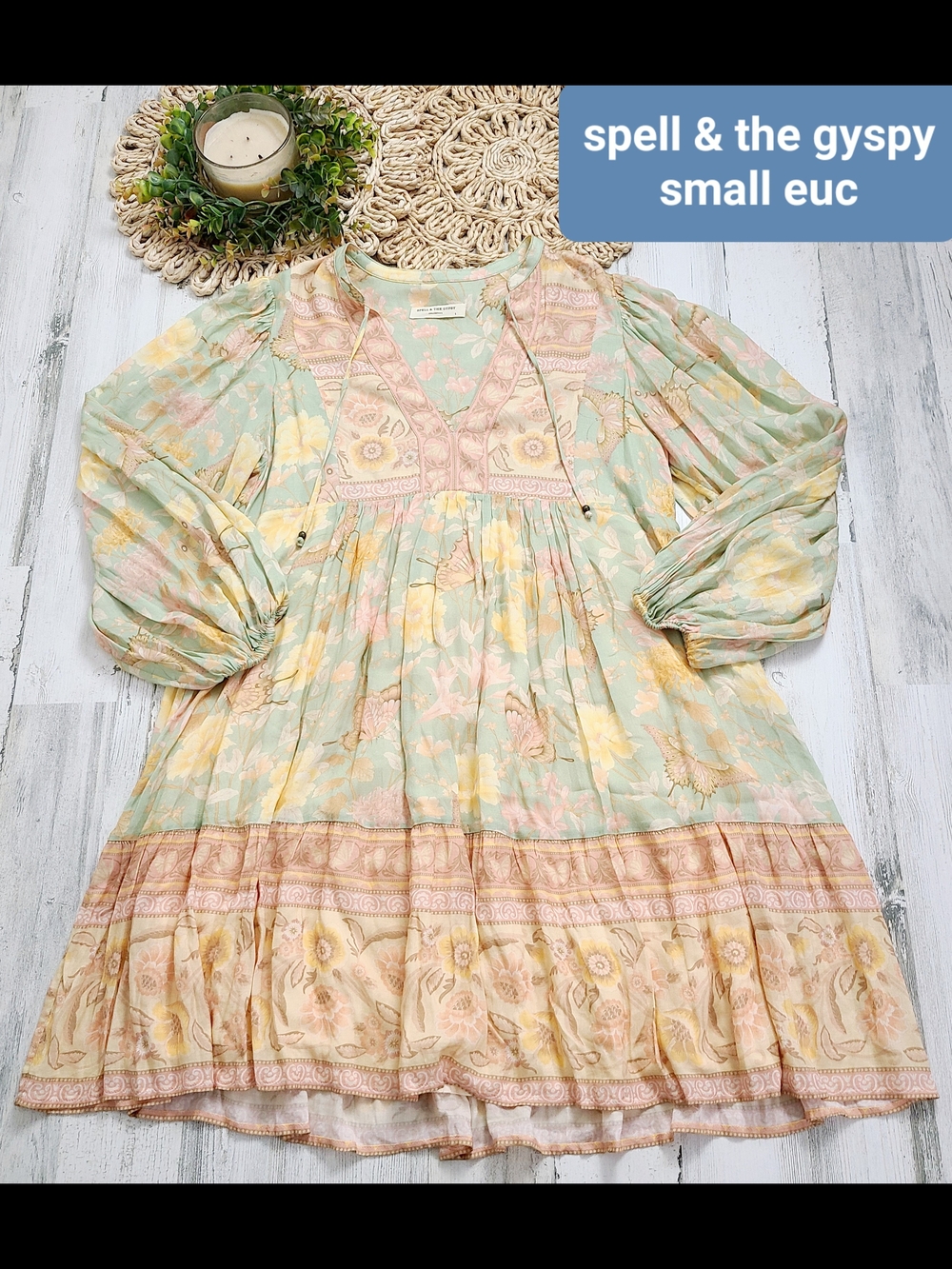 Spell Pastel Floral Dress in Mint, Pink & Yellow